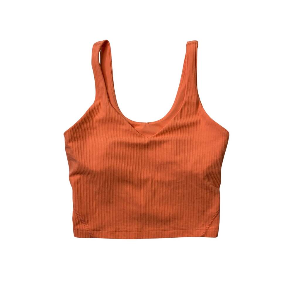 Lululemon Top Womens 6 Nectarine Align Ribbed Textured Tank Shelf Bra Workout